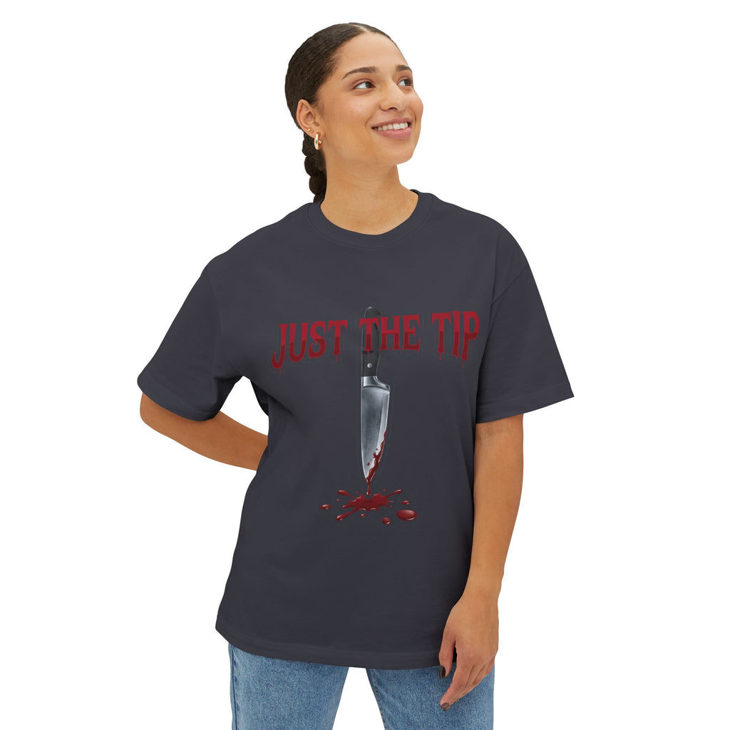 Just the Tip Knife Tee — Horror Graphic Oversized T‑Shirt