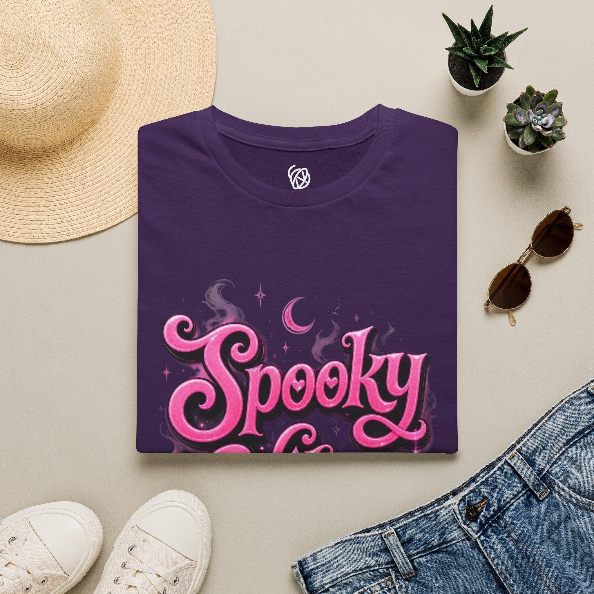 Spooky Vibes T-Shirt — Pink Retro Halloween Graphic Tee