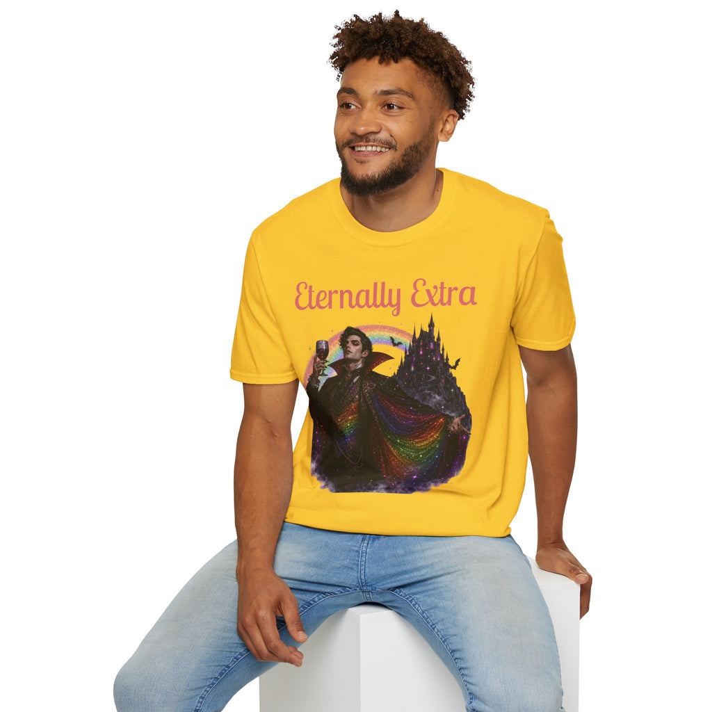 Eternally Extra T-Shirt — Gothic Rainbow Vampire Graphic Tee